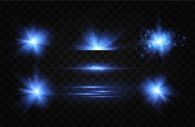 Mavi yıldızların parlak parıltı etkisi.