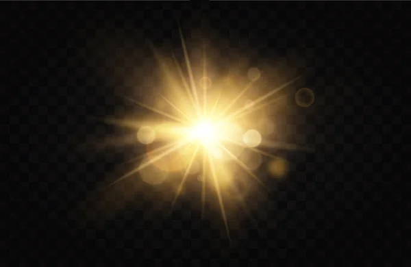 Leuchtende Goldene Sterne Lichteffekte Blendung Glanz Explosion Goldenes Licht Vektorillustration — Stockfoto