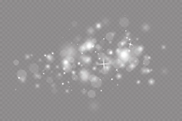 尘埃落定 星星星点点 光彩夺目 圣诞灯光效果闪烁的魔法尘埃 矢量在透明的背向石上闪耀 — 图库照片