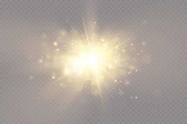 Shining Golden Stars Light Effects Glare Glitter Explosion Golden Light — Stock Photo, Image