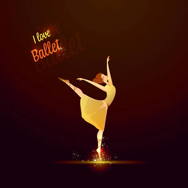 Wektorowa sylwetka dziewczyny tańczącej w balecie. Tworzywa sztuczne i akrobacje. — Wektor stockowy