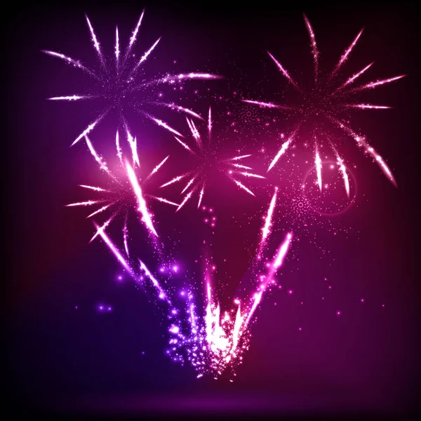 Ilustração vetorial de fogos de artifício festivos com faíscas brilhantes. — Vetor de Stock