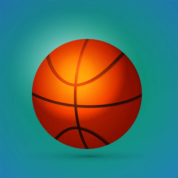Banner of a basketball ball on a bright background with a shadow at the bottom. — Image vectorielle