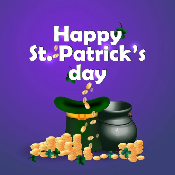 Chapeau vert vectoriel avec symbole de la Saint-Patricks Day — Image vectorielle