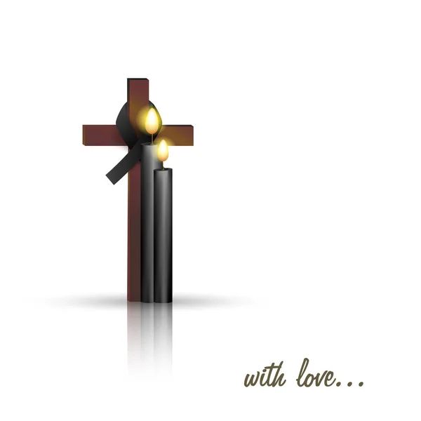 Vector Illustration Cross Candle Concept End Life Religious Rite Eternal — Image vectorielle