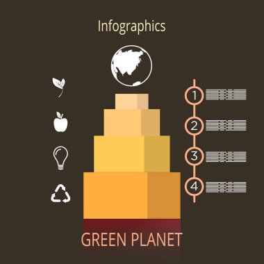 Vector infographic timeline template. Pyramid with additional information.