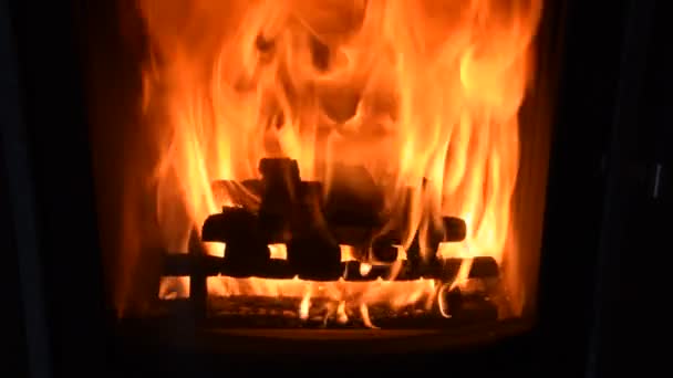 Feuer Einen Ofen Zum Heizen — Stock video