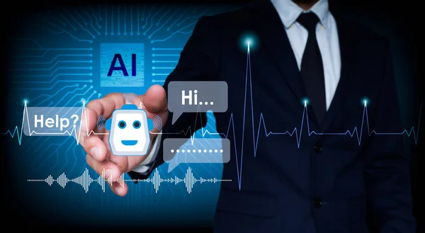 Yapay zeka sohbet robotları bilgisayar mobil uygulamalarında çevrimiçi mesajlara hızlı cevap vermek ve müşterilere yardımcı olmak için kullanılır. AI Chatbot akıllı dijital servis uygulaması.