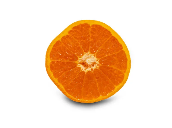Orange Coupé Deux Isolé Sur Fond Blanc Avec Chemin Coupe — Photo