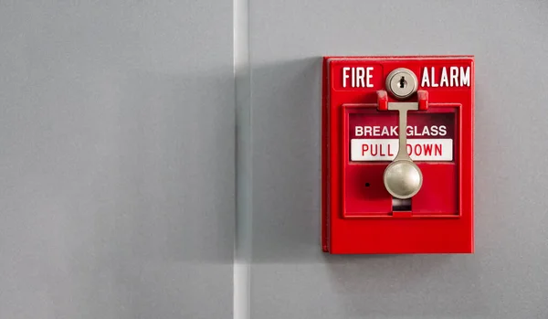 Interruptor Alarma Incendios Edificio Oficinas Está Montado Pared — Foto de Stock