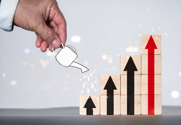 Полив графика в блоге по дереву, а также концепция финансирования фирмы и экономии денег. Выращивание денег - понятие, основанное на монетах.