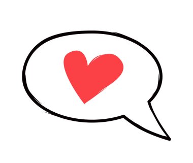 Kalpli bir konuşma balonu. Aşk ilanı