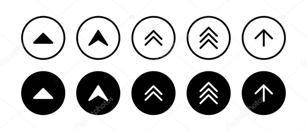 Swipe up and down arrow vector icons set. Black and line swipe arrow to open page