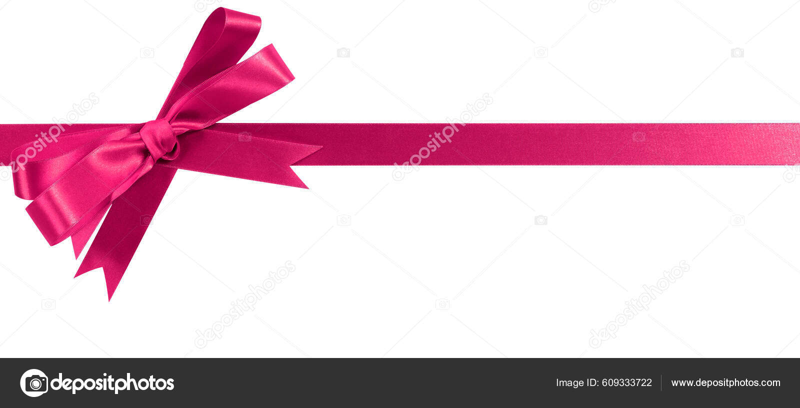 Pink Gift Ribbon Bow Isolated Horizontal Isolated White Background Stock  Photo by ©david_franklin 609333722
