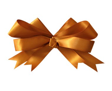 Altın Noel hediyesi yay ya da izole edilmiş beyaz arkaplan