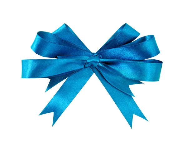 浅蓝色礼品带蝴蝶结孤立的白色背景 图库图片