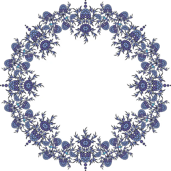 Vector Illustration Circle Blue Flowers — Stock Vector