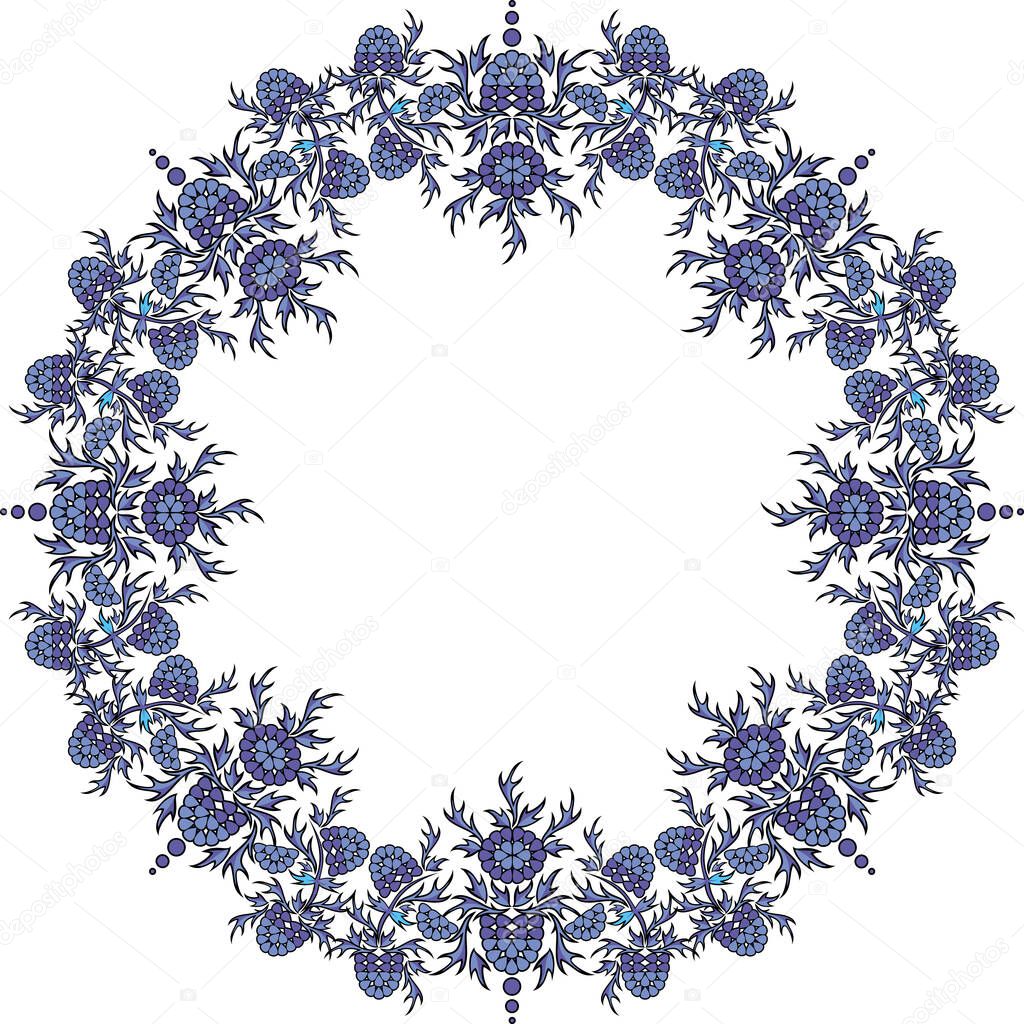 vector illustration circle blue flowers
