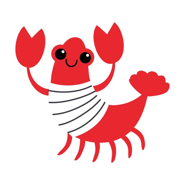 Cute Shrimp as Sea Animal in Striped Vest Floating Underwater Vector Illustration — Stock Vector