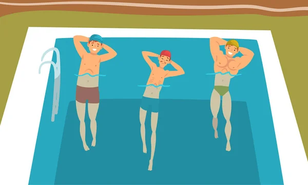 Νεαρός στην πισίνα κάνει σωματική άσκηση Vector Set — Διανυσματικό Αρχείο