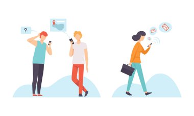 Küresel Ağ Bağlantısı Vektörü Ayarını Kullanan Halk Karakteri