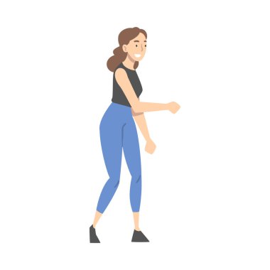 Gülümseyen Kadın Kısa Bir Selamlama ya da Ayrılık Geleneği İllüstrasyonu Olarak Tokalaşıyor