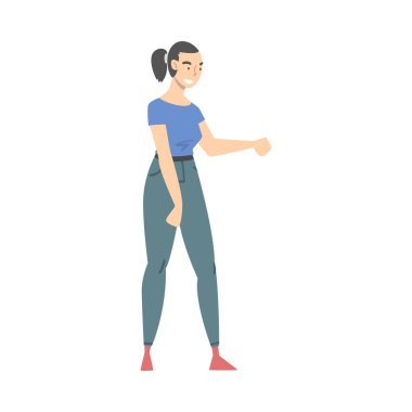 Gülümseyen Kadın Kısa Bir Selamlama ya da Ayrılık Geleneği İllüstrasyonu Olarak Tokalaşıyor