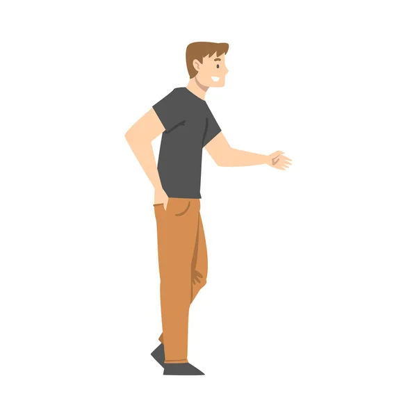 Homme souriant serrant la main comme bref salut ou séparation Tradition Illustration vectorielle — Image vectorielle