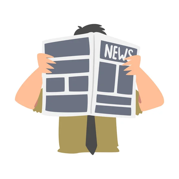 Man Character Gathering Notizie Leggere giornale vettoriale Illustrazione — Vettoriale Stock