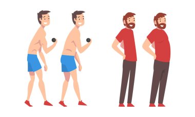 Şişman ve Zayıf Adam Önce ve Sonra Kilo Verici Ayarları