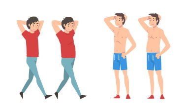 Şişman ve Zayıf Adam Önce ve Sonra Kilo Verici Ayarları