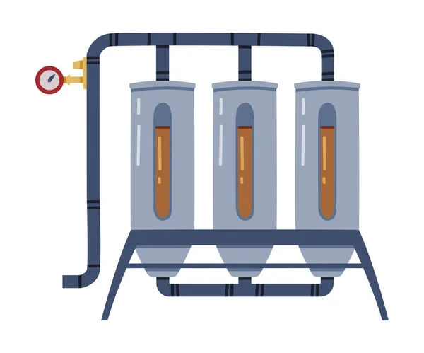 Metal Rezervuarında Boru Vektörü Resimli Viski İçeceği Maltı — Stok Vektör