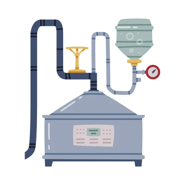 Processo da bebida do uísque com trituração na ilustração do vetor do reservatório do metal —  Vetores de Stock