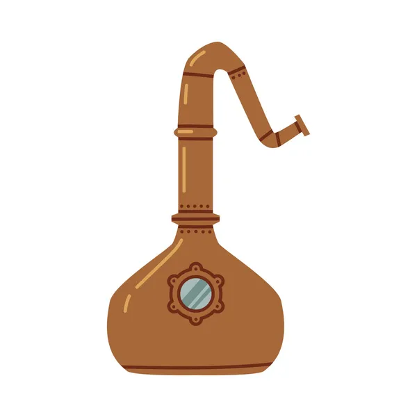 Processus de boisson au whisky avec distillation dans un pot Illustration vectorielle encore — Image vectorielle