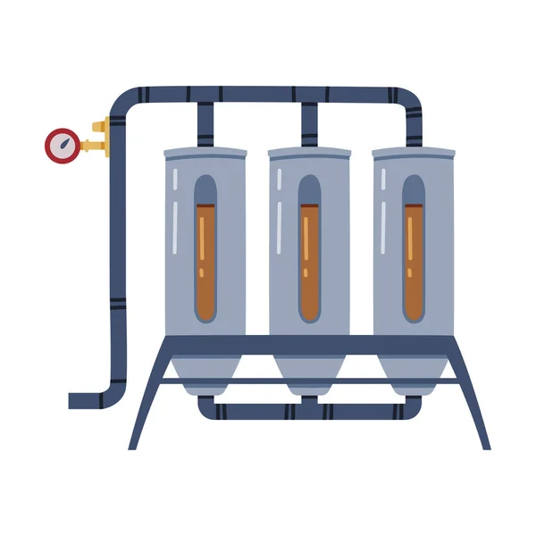 Whisky Drick Maltning i Metal Reservoir med Pipe Vector Illustration — Stock vektor