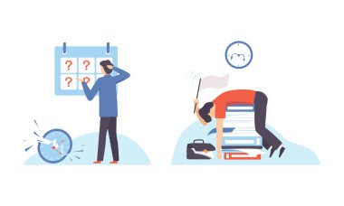 Bozuk Saat Çevirme Başlatma Süresi ve Zaman Çizgisi Vektörü Ayarları Başarısız Olan Adam