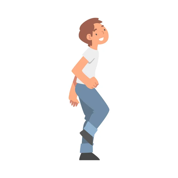 Šťastný chlapec kráčející vzhůru na někoho vektorové ilustrace — Stockový vektor