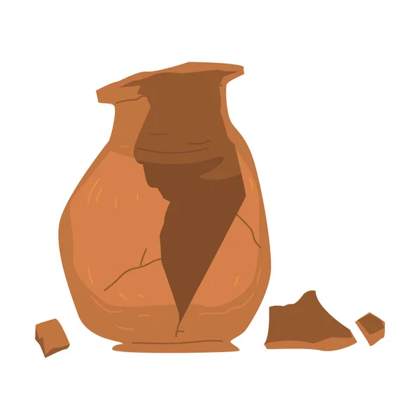 Clay Broken Amphora als Archeologie en Paleontologie Oude artefact en blijf vectorillustratie — Stockvector