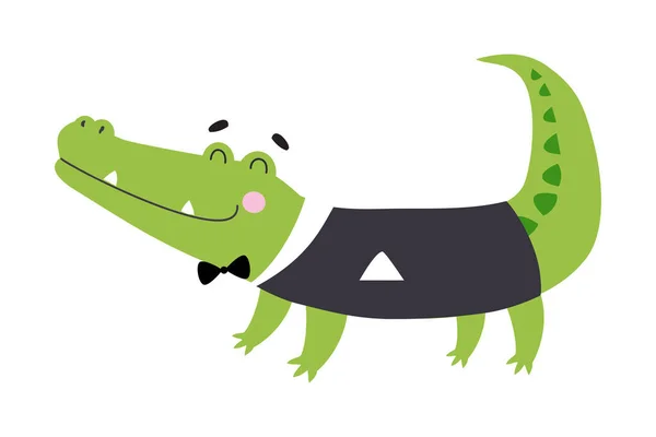 Smiling Crocodile as Australian Animal in Jacket Vector Illustration — Stock Vector