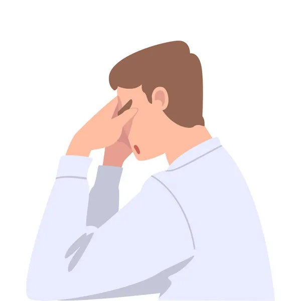 Disappointed Man Office Employee Covering His Face with Hand Displaying Frustration and Embarrassment Vector Illustration — 스톡 벡터