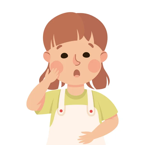Mała dziewczynka demonstrująca ekspresję twarzy i oddychanie emocjonalne wektor ilustracji — Wektor stockowy