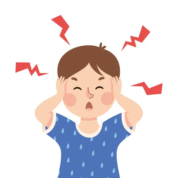 Little Boy Demonstrating Facial Expression and Emotion Frowning and Outraged Vector Illustration — Stock Vector