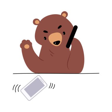 Bear Staff or Office Employee Speaking by Phone Vector Illustration clipart