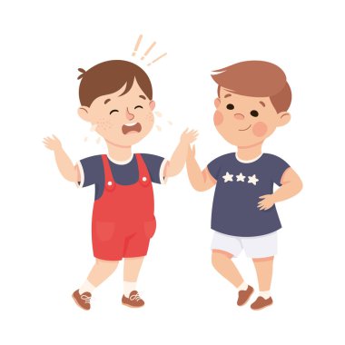 Little Boy Supporting and Comforting Sad Friend Feeling Empathy and Compassion Vector Illustration clipart