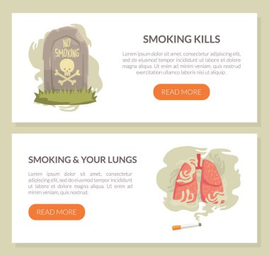 No Smoking and Nicotine Addiction Warning Landing Page Vector Template clipart