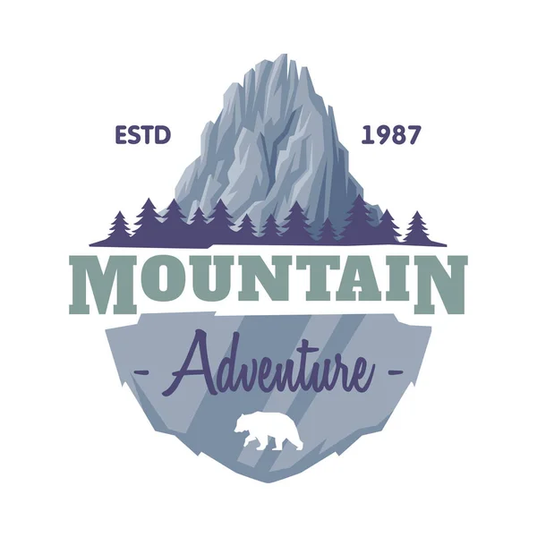 Forest and Mountain Logo for Outdoor Adventure and Hiking Tourism Vector Template — Stock Vector
