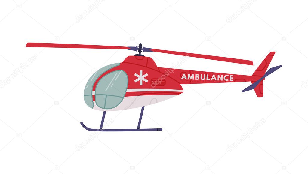 Aircraft as Ambulance Emergency Rescue Service Vehicle and Medical Care Transport Vector Illustration