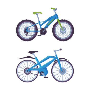 Pedallı Tek İzli İki Tekerlekli ve Çerçeve Vektörü Ayarlı Şehir Sokak Bisikleti veya Bisiklet