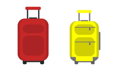 Seyahat ve Turizm Vektörü Konteynır Eşyaları Deposu Olarak Tekerlekli Bavul veya Bagaj Çantası