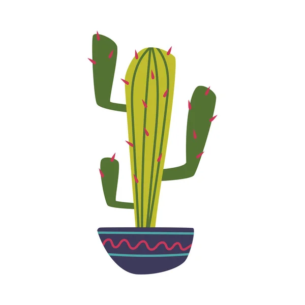 Grøn stikkende kaktus vokser i urtepotte som mexicansk symbol vektor illustration – Stock-vektor
